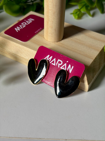 Aros corazón negro