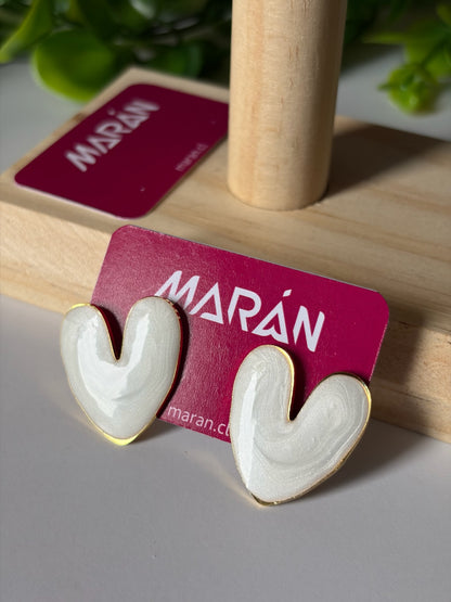 Aros corazón blanco
