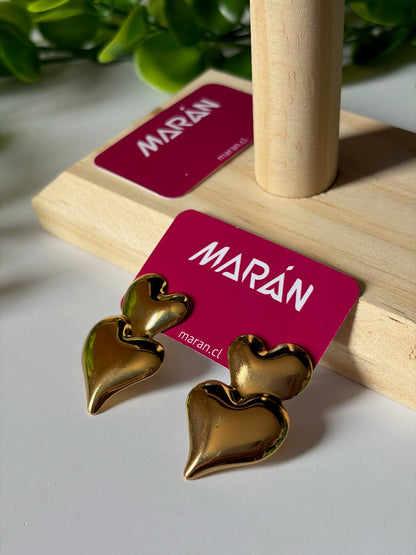Aros corazón dorados3